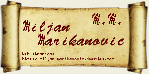 Miljan Marikanović vizit kartica